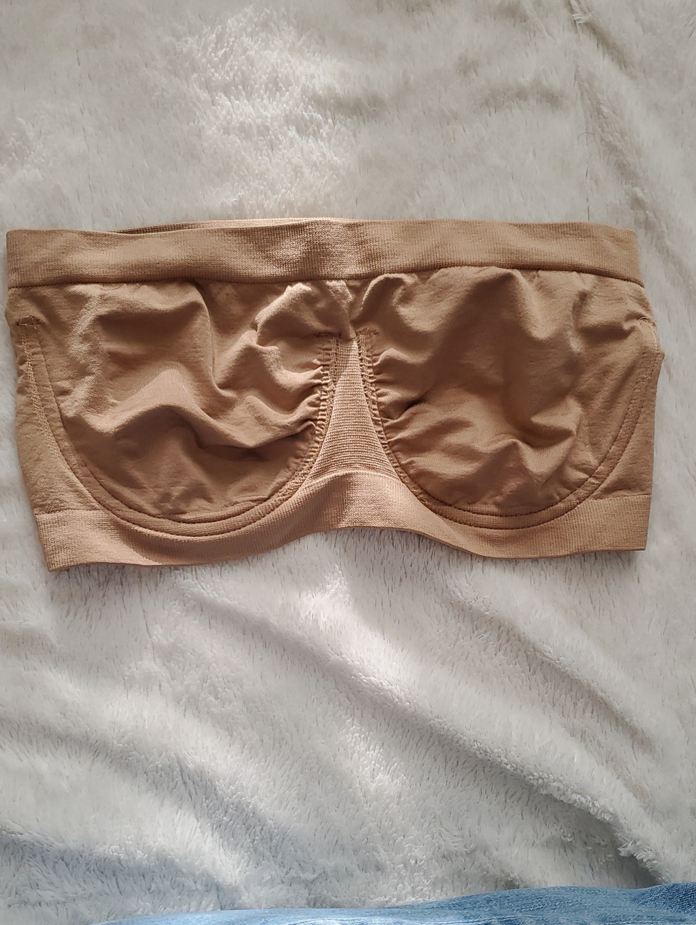 Rhonda Shear Strapless Underwire Bandeau Bra - Beige
